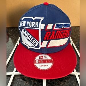 Vintage New Era 9fifty New York Rangers Blue and Red SnapBack Cap Hat